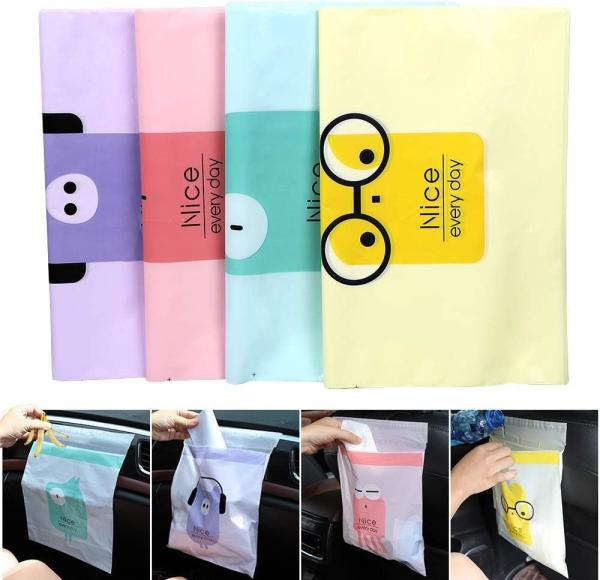 Biodegradable Easy Stick-On Disposable Car Trash Bag, Compostable Cornstarchbag Leakproof Vomit Bag, Kitchen Storage Bag