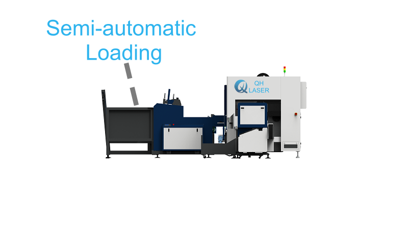 Horizontally Mounted Lathe Semi Automatic Loading Laser Cutter Metal Sheet 3 Chucks