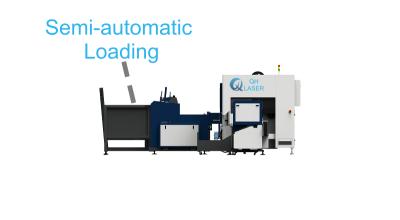Horizontally Mounted Lathe Semi Automatic Loading Laser Cutter Metal Sheet 3 Chucks