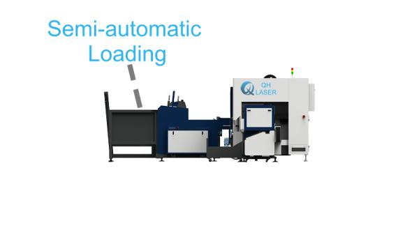 Horizontally Mounted Lathe Semi Automatic Loading Laser Cutter Metal Sheet 3 Chucks