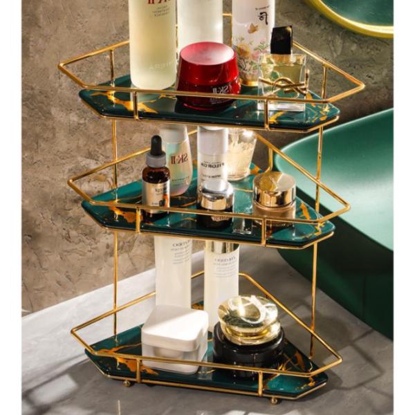 Stainless Steel 3 Tier Triangle Storage Rack , 3KG Cosmetics Storage Rack