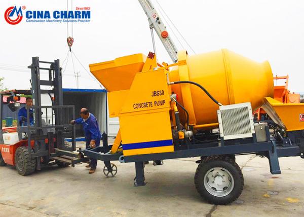 Large Flow Mobile Concrete Mixer With Pump And Electric Motor Type 30 m3/h