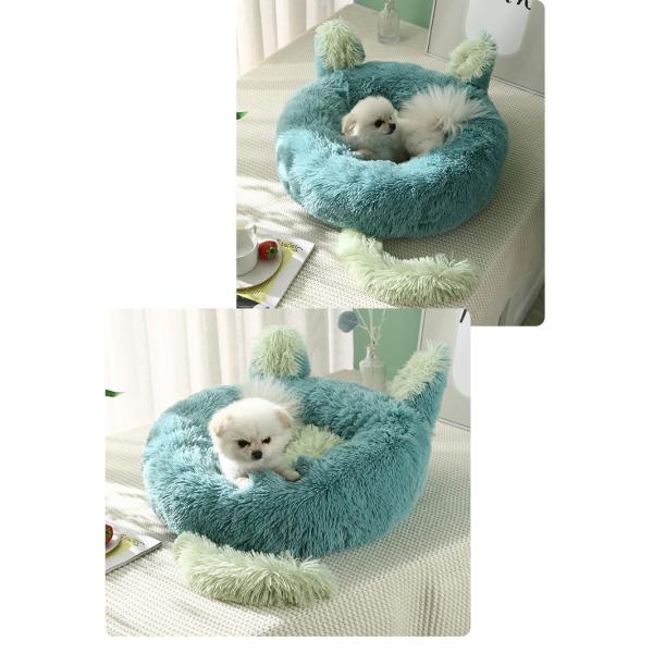 Cute Soft Plush Donut Pet Bed Cushion With Ear Tail