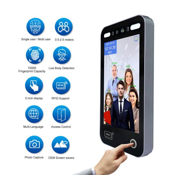 Biometric Access Control Products 8 Inch Screen Wifi Facial Recognition Access Control Support App Notification