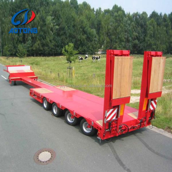 4 Axle Extendable Low Bed Trailer with 90 /50 King Pin and Heavy Duty Landing Gear