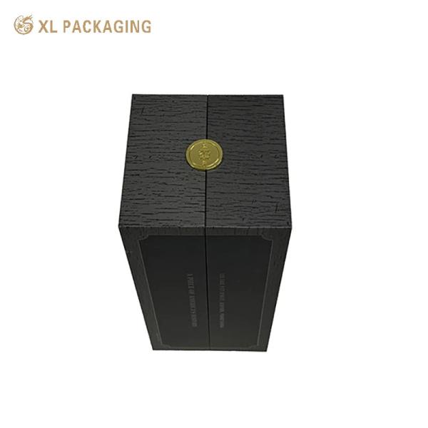  XL Packaging Custom Packaging Box Factory Stylish Hinge Wine Gift Box with Gold Metal Nameplate and EVA Inner Support for Black Wine Paper Packaging