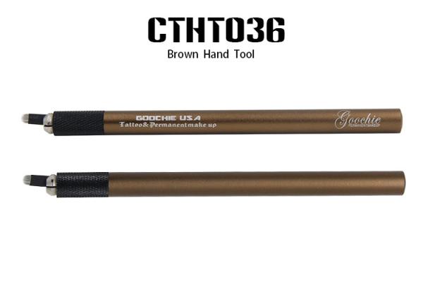 Metal Brown Permanent Makeup Manual Tattoo Pen With 12.5cm Length 1.0cm Diameter