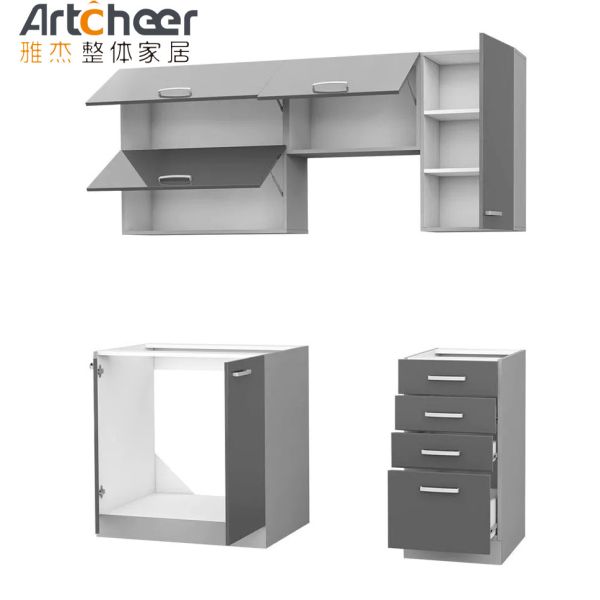 Wall Mounted Modular Kitchen Cabinet with Durable Laminate and Resin Countertop for Small Spaces