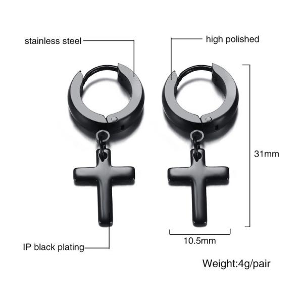 Punk Men Ear Stud Circle Round Cross Huggie Earrings for Men Small Crucifix Cuff Earings Stainless Steel Hip Hop Male Je