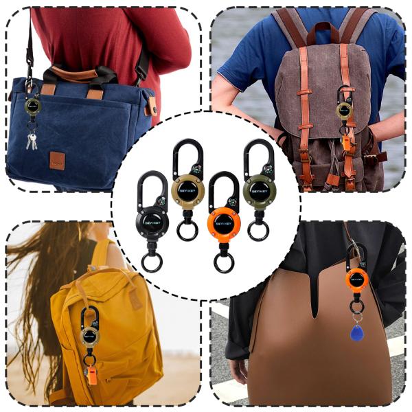 Deyi Badge Reel Multitool Retractable Keychain Clip Id Holder Upgraded 58cm Stainless Steel Cord