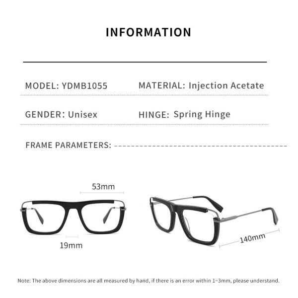 Рамки Очки Unisex квадратных стекел металла ацетата плоские верхние большие