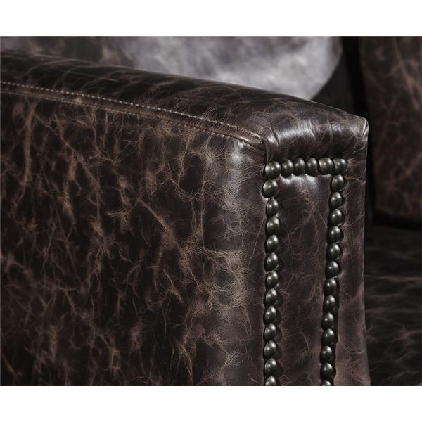 Industrial Loft High Back OX Leather Armchair With Solid Hardwood Frame