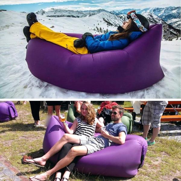 Custom Logo Inflatable Air Bed Sofa Lounger Couch Chair Bag Outdoor Camping Beach Inflatable Couch Sofa For Adult