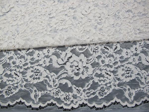 White Bridal Corded Lace Fabric Knitted Cotton Nylon Rayon Lace For Clothing