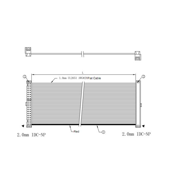2.0mm Pitch Multi Wire Planar Cable Flexible IDC Ribbon Cable Custom Length