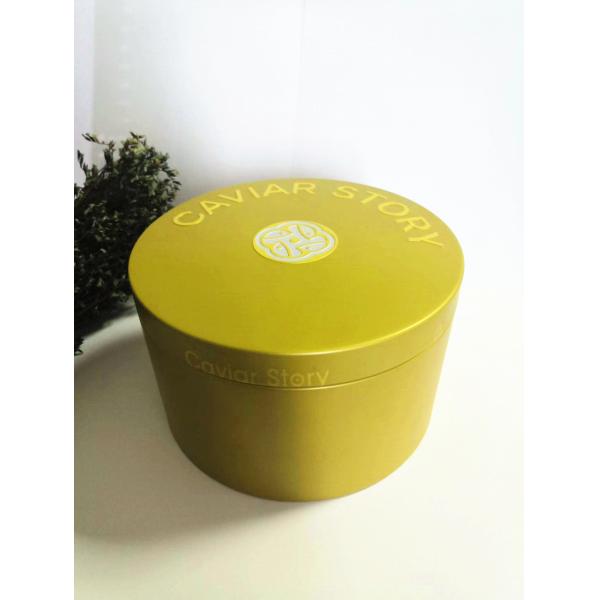 Empty Vacuum Caviar Tin Box For 30g / 50g Cavair With Mop Spoon Logo Embossing Lid