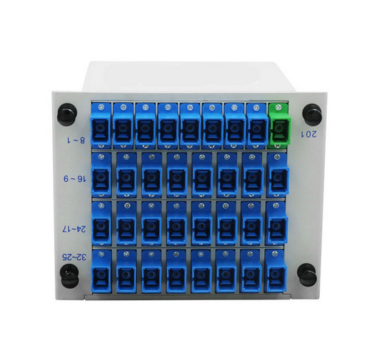 Single Mode Fiber Optic PLC Splitter SC PC 1x32 Cassette Type Fiber Coupler