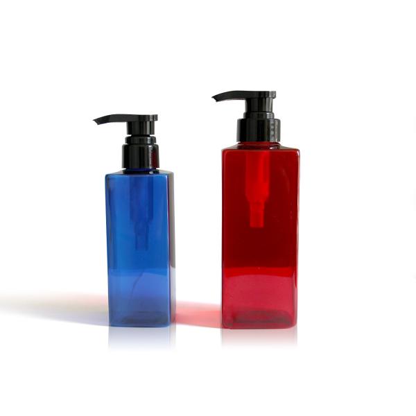 Beautiful Red Cosmetic PET Bottle / Reused Empty Square Cosmetic Bottles