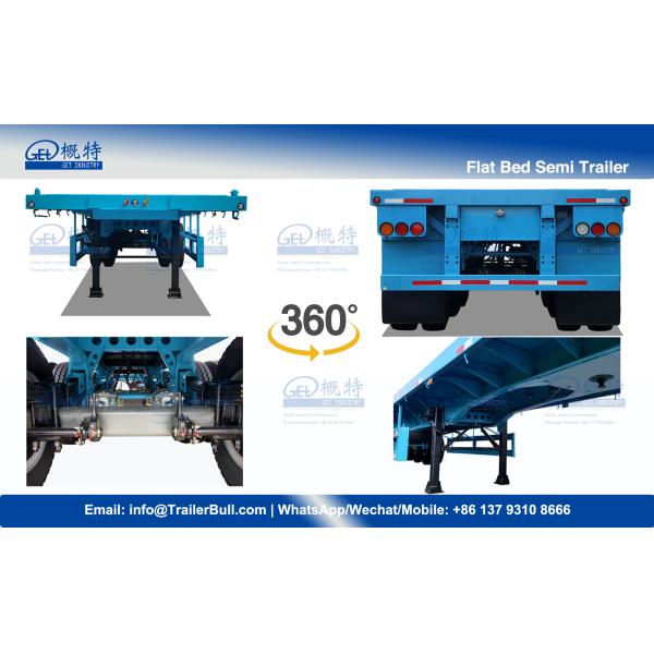 60T Capacity 40ft ISO Flatbed Semi Truck Trailer with 3 Heavy Axles