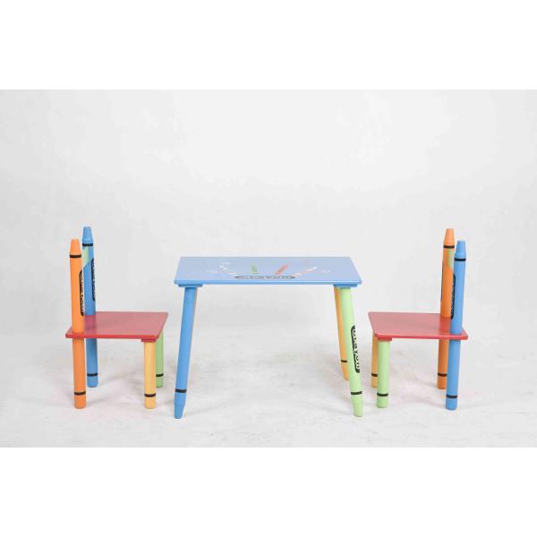 Childrens Wooden Crayon Themed Table And Chair Set , Easy to Assemble
