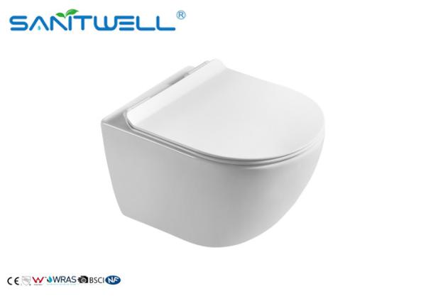 Ceramic Wall Mounted WC Sanitary Ware Rimless Small Size Wall Mounted Toilet
