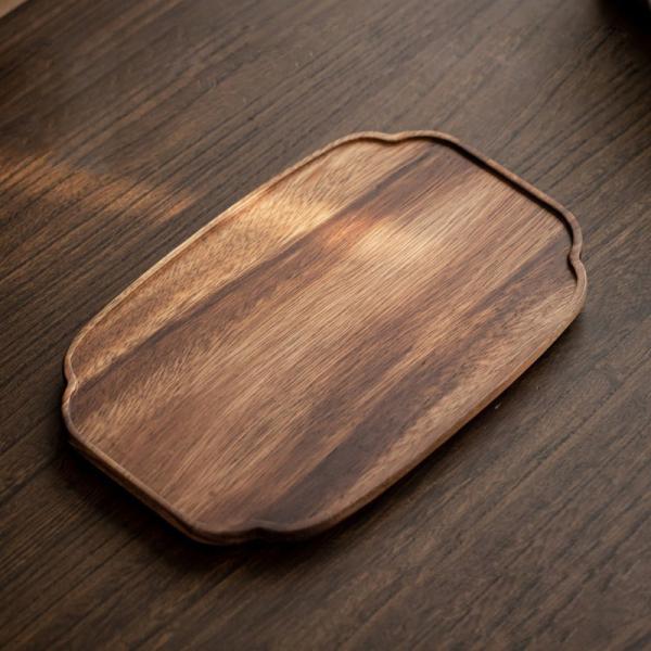 Walnut Wood Jewelry Display Tray Vintage Floral Shape Organizer Crabapple Blossom Design