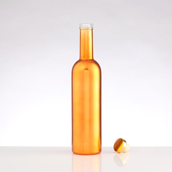 500ml 750ml 1000ml 1 liter Gold Electroplated Glass Bottle for Brandy Spirits at Bar