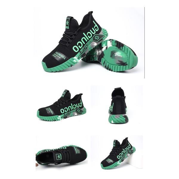 Chaussures de sécurité respirantes en Fly Knit avec semelle intermédiaire en Kevlar, embout en acier standard, semelle en caoutchouc anti-écrasement