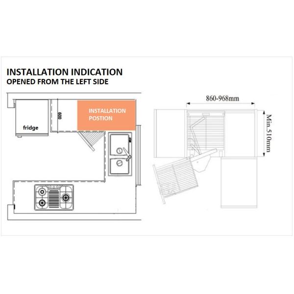 180º Rotating Kitchen Pull Out Basket Little Magic Corner Pull Out Wire Rack / Shelf