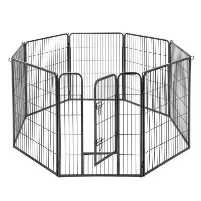 Grey Solid Metal Dog Crate 8 Panel Pet Playpen Rounded Corners Without Sharp Edge