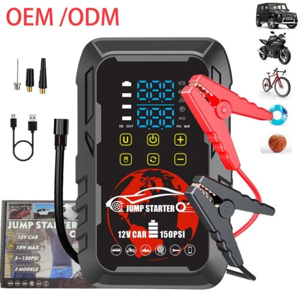 Portable Car Jump Starter with Air Compressor Emergency Power Bank and Tire Inflator