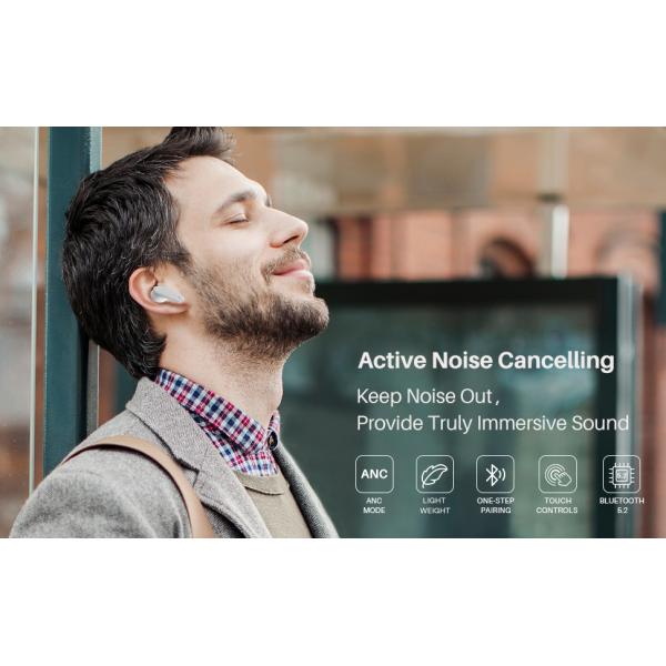 BT5.0 Active Noise Cancelling Earphones 40mAH Polymer Lithium Battery