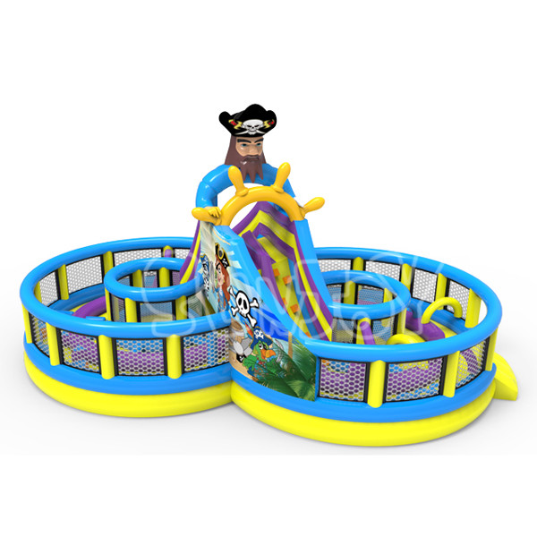 Curve Eight Pirate Race Jumping Castle Inflatable Obstacle Course