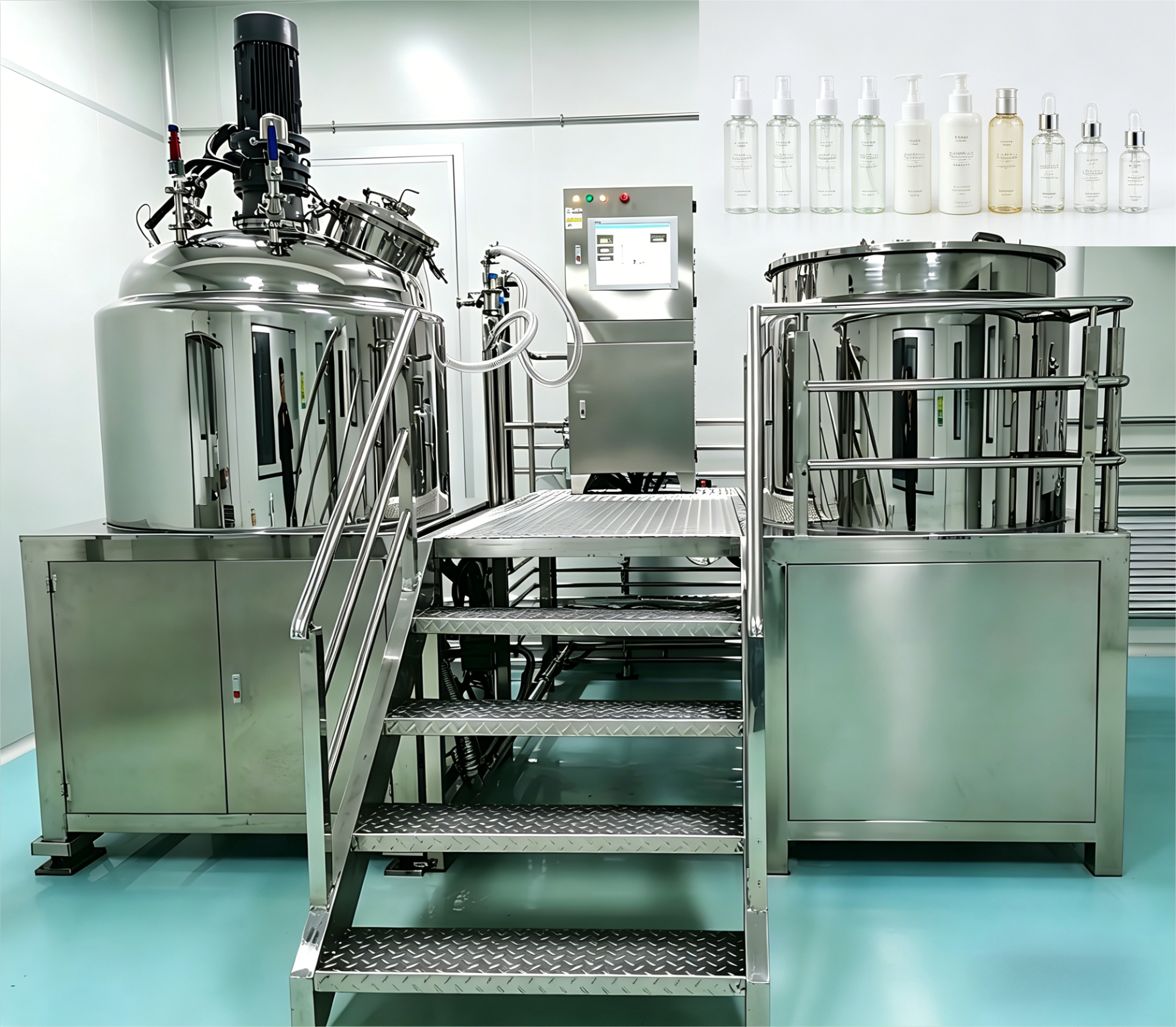 500L Stainless Steel Fixed Vacuum Homogenizer Emulsifier Mixer for Cream Making