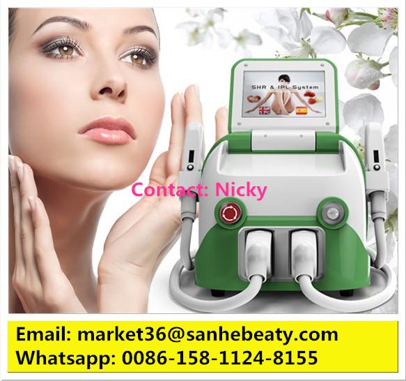 SANHE BEAUTY Portable ipl and shr machine hair removal and skin rejuvenation with 2 heads