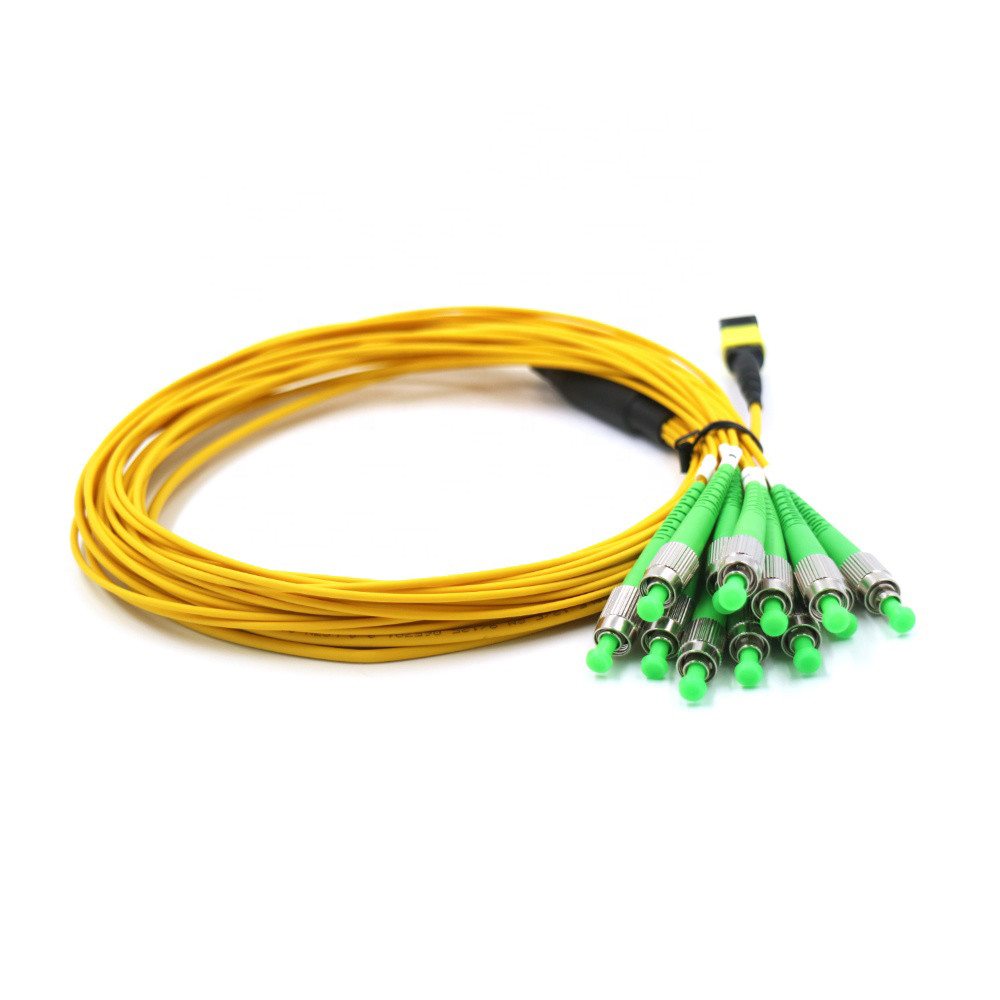 12 Fiber Low Loss Yellow MTP MPO Trunk Cable 1 Meter ST APC Patch Cord 3.0mm Diameter