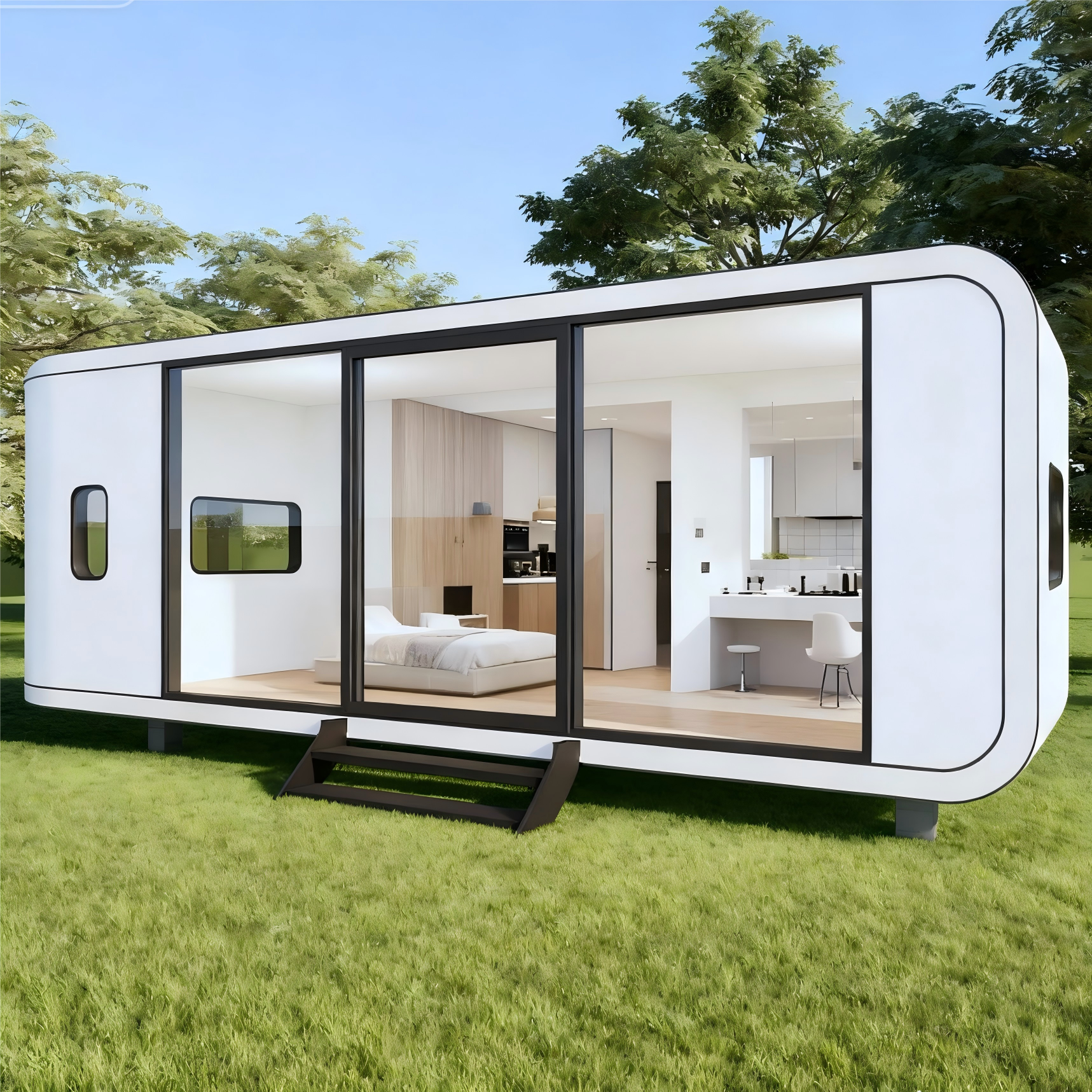 Waterproof Prefab Mobile Office with Apple Home Pod Made From Steel