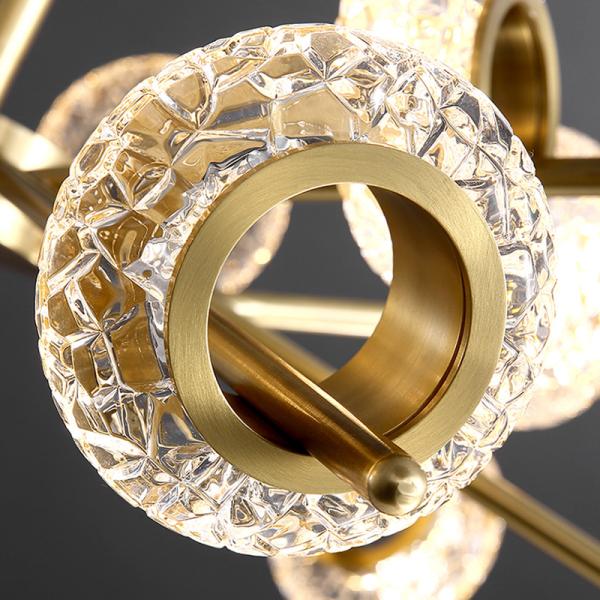 Nordic Simple Crystal Chandelier Light Luxury Bedroom Lamp Modern Copper Living Room Pendant Lamp