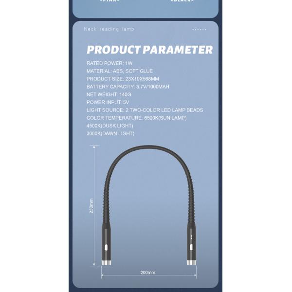 Control Mode Switch Control Led Portable Flexible Neck Hanging Charging Book Light for DIY