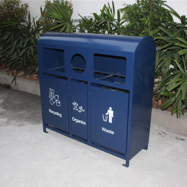 Heavy Duty Outdoor Garbage And Recycling Bins With Sandblasting Zinc Spraying Finish