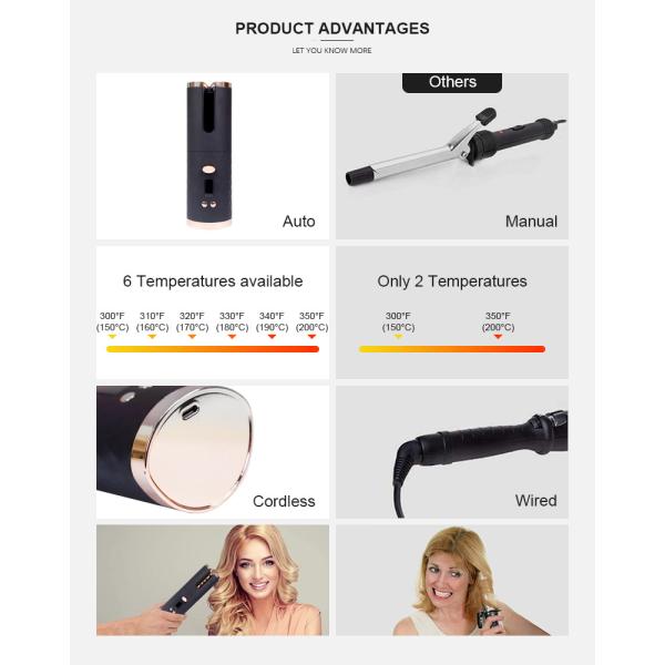 Автомобиль Mestar 5000mAh поворачивая бесшнуровое керамическое топление Curler волос быстрое