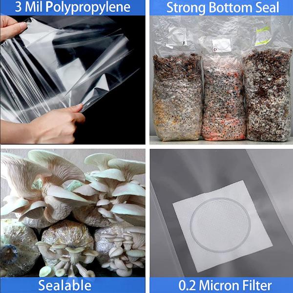 Autoclavable Plant Grow Bag Spawn Bags Farm Mushroom Spawn Bags 0.2microns Filter Patch Mushroom Substrate Bags