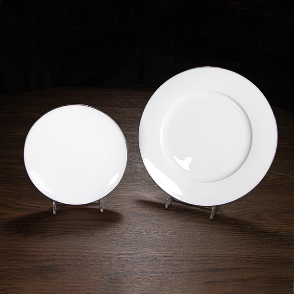 3pcs Fully Vitrified Silver Edge Colored Porcelain Dinnerware