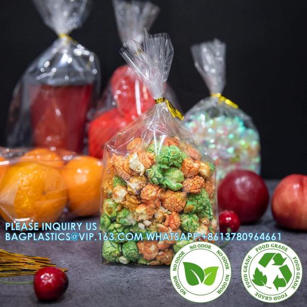 Gusset Bottom Clear Gift Bags Treat Bags With Ties 8X11 6X9 Goodie Bags Party Favor Bags Cellophane Wrap For Popcorn