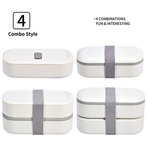 Double Layer Food Container 1200ml with Cutlery and Movable Divider BPA-Free Tiffin Bag