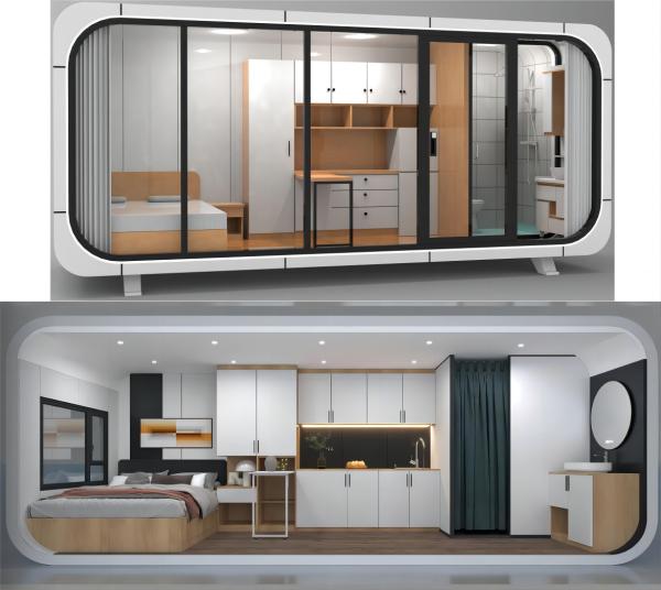 Escritório de contêineres pré-fabricados de transporte modular de 40 pés de cor personalizada com design personalizado