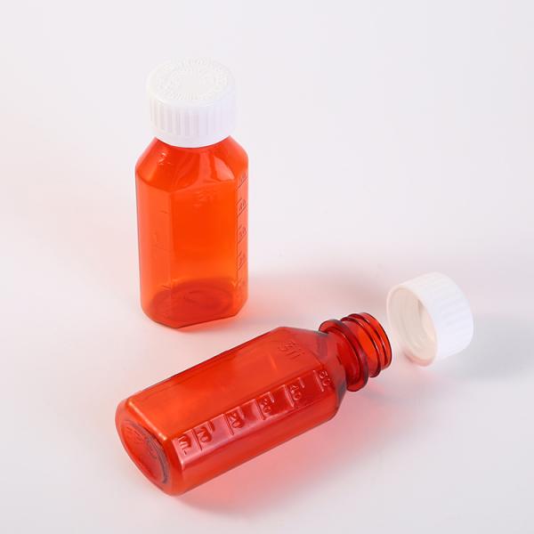 2oz 4oz 8oz 12oz16oz Oval Bottle PET Amber Container Cough Syrup Bottle Medicine Liquid Oral Plastic Bottles with Childproof Cap