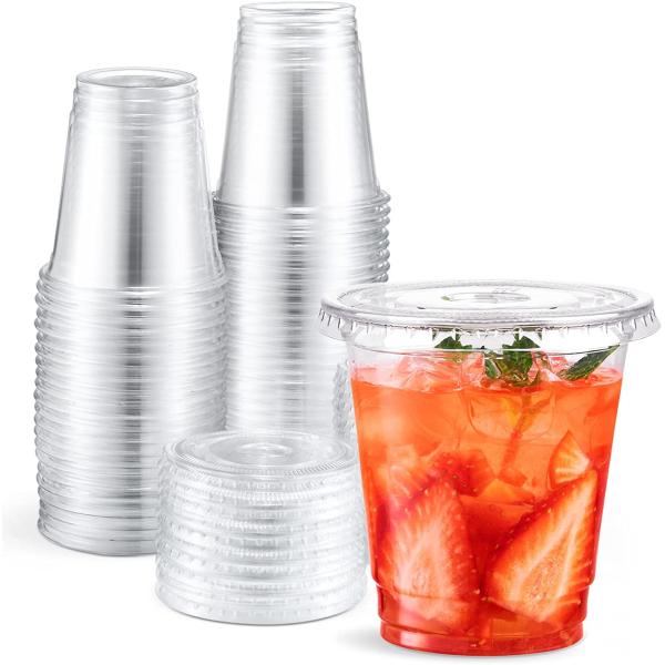 Clear 16 Oz Hard Plastic Cups With Straws Disposable Coffee Cup