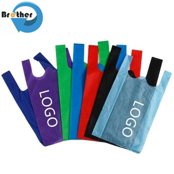 Wholesale T Shirt Vest D W Cut PP Non Woven Canvas Cotton Nylon Polyester Drawstring Supermarket Tote