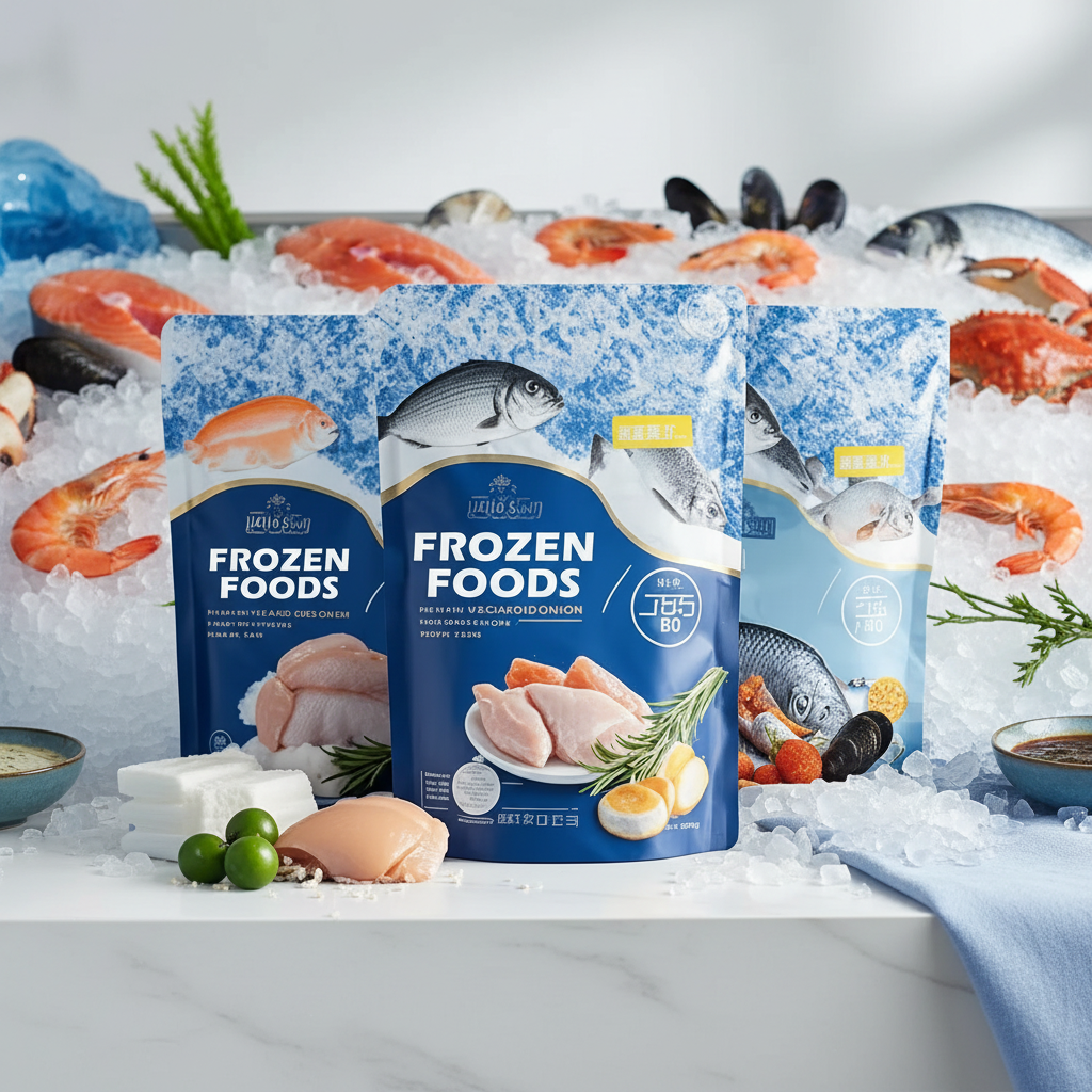 Custom PE Stand up Zipper Pouches with Offset Printing for Frozen Seafood & Poultry Freshness Preservation (Disposable)